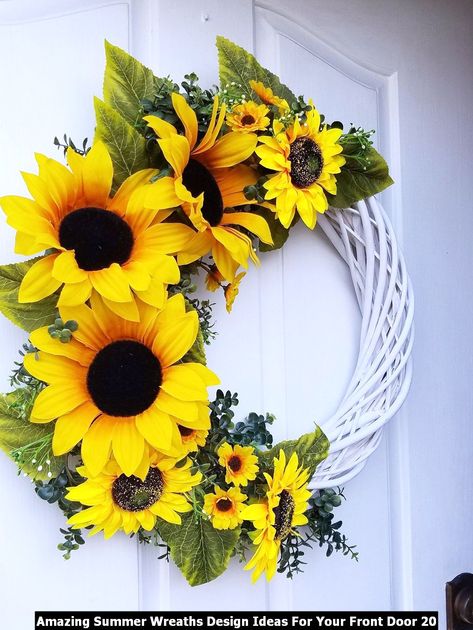 Diy Wreaths Easy, Diy Wreaths Decor, Wreaths Design, Summer Wreath For Front Door, Sunflower Theme, Sunflower Crafts, Yellow Wreath, Door Gift, Indoor Wreath