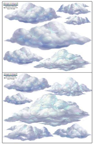 Cloud Decal, Cloud Wall Decal, Cloud Theme, Childrens Wall Decor, Watercolor Clouds, Cloud Wall, Cloud Art, Cloud Drawing, Kids Wall Decor