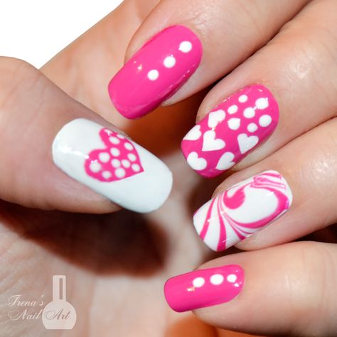 Round Nail Designs, Polka Dot Nail Designs, Valentine Nail Art, Diy Valentine's Day, Valentine Nails, Polka Dot Nails, Nail Care Routine, Nails Diy, Round Nails