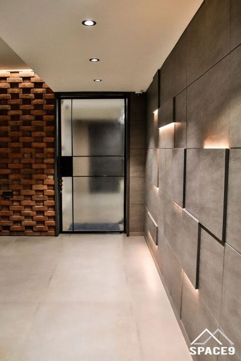 Interior Design Stone Wall, Small Lobby Design, Home Entrance Design, Front Wall Design, Small Office Design, Lobby Interior Design, Cladding Design, Exterior Wall Tiles, Office Interior Design Modern