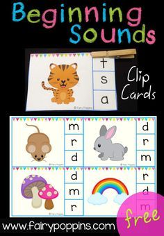 Free Beginning Sounds Clip Cards! Beginning Sound Clip Cards Free, Kindergarten Literacy Centers, Alphabet Clip Cards, Sound Activities, Letter Learning, Sound Free, Literacy Centers Kindergarten, Initial Sounds, Letter Sound