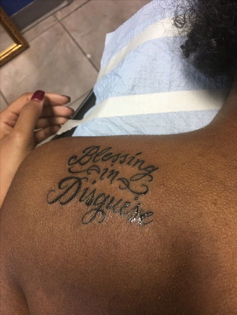 Blessing in disguise.....Happy Birthday Ajané Blessing In Disguise Tattoo, Blessed With A Curse Tattoo, Blessing In Disguise Quotes, Blessed Stomach Tattoo, Ways Tattoo Jhene Aiko With Butterfly, Tattoos And Piercings, Tattoo Quotes, Tatting, Piercings