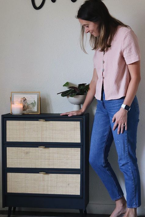 Ikea Chest Of Drawers Hack, Ikea Rast Hack Nightstand, Ikea Hack Nightstand, Ikea Nightstand Hack, Ikea Rast Nightstand, Ikea Rast Makeover, Nightstand Hack, Cane Cabinet, Ikea Hack Living Room