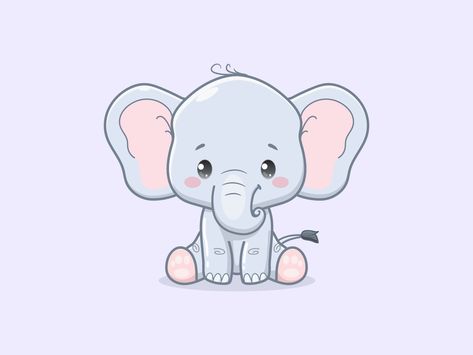 Kawaii Elephant, Baby Elephant Cartoon, Baby Boy Dungarees, Cute Elephant Cartoon, Elephant Cartoon, Elephant Illustration, Logo Mascot, Elephant Drawing