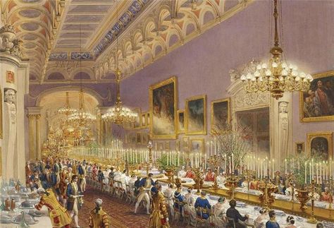 At Buckingham Palace when Queen Victoria and Prince Albert reigned. Antique Places, Historical Castle, Black Palace, Green Drawing, Buckingham Palace London, Queen Victoria Prince Albert, Victoria Reign, Dinner Reception, Royal Palaces