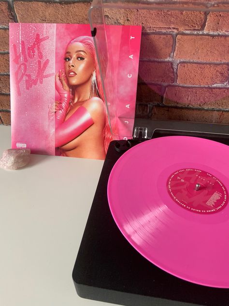 Doja Cat Vinyl, Hot Pink Doja Cat, Pink Record Player, Pink Vinyl Record, Pink Record, Vinyl Wishlist, Vinyl Shelf, Vinyl Records Music, Vinyl Albums