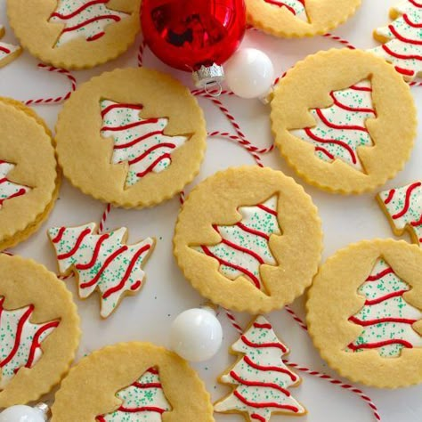 Little Debbie Christmas Tree Cake Cookies Little Debbie Tree, Little Debbie Christmas Tree Cakes, Christmas Cookies Bars, Little Debbie Christmas Tree, Soft Sugar Cookie, White Food Coloring, Cut Out Sugar Cookies, Christmas Tree Cakes, Cookie Base