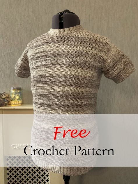 Free Menswear Crochet T Shirt Pattern with pdf and video tutorial #crochet #menswear #freecrochetpattern #freecrochet #freepattern #tshirt #tee Crochet T Shirt Pattern, Crochet Shirt Free Pattern, Sweater Pattern Free, Crochet Shirt Pattern, Pattern Crochet Sweater, Crochet T Shirt, Mens Shirt Pattern, Crochet Sweater Pattern, Crochet Tee