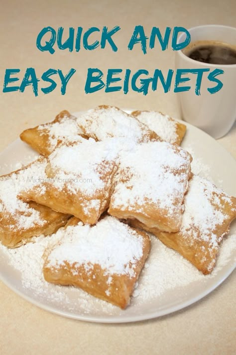 While I like the other style beignet this recipe is closer to the fried pastry style. This recipe is so easy you don't have to have any baking skills. Beignets Recipe Easy, Easy Beignets, Beignets Easy, Breakfast Scones, Beignet Recipe, King Cakes, Powder Sugar, Frozen Puff Pastry, Peanut Oil