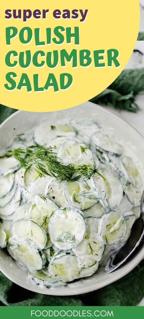 Cucumber Salad Sour Cream, Cucumber Dill Salad, Creamed Cucumbers, Cucumber Dill, Creamy Cucumber Salad, Creamy Cucumbers, Creamy Dressing, Food Doodles, Sour Cream Recipes