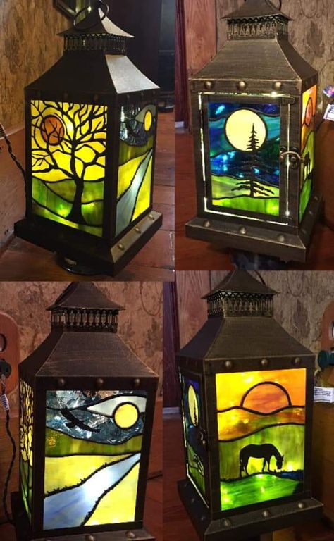 Tiffany Lamp, Glass Painting Designs, Stained Glass Paint, Glass Art Projects, Beach Glass Art, زجاج ملون, Stained Glass Christmas, Stained Glass Lamps, Stained Glass Diy