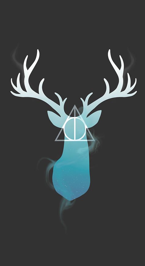 Harry Potter Stag & Deathly Hallows Design! Harry Potter Stag, Fan Art Harry Potter, Harry Potter Iphone Wallpaper, Harry Potter Wallpaper Phone, Harry Potter Iphone, Art Harry Potter, Stag Design, Harry Potter Background, Buku Harry Potter