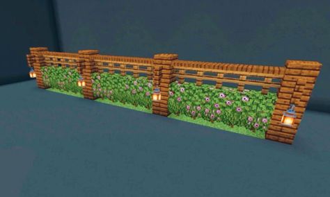 Minecraft House Fence, Village Fence Minecraft, Fences Ideas Minecraft, Minecraft Building Ideas Decor, Fence In Minecraft, Minecraft Building Ideas Fence, Cottagecore Fence Minecraft, Minecraft Fencing Ideas, Animal Fence Minecraft