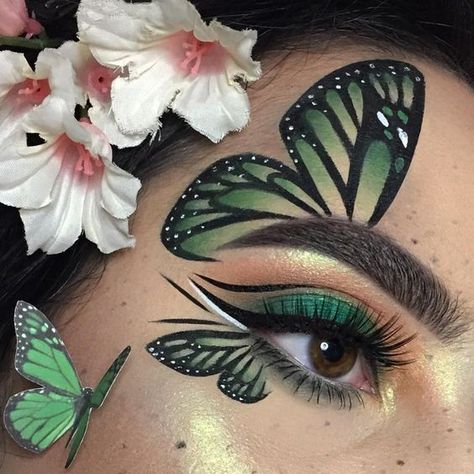 Fantasy Make-up, Halloween Make-up Looks, Make Up Designs, Butterfly Makeup, Face Art Makeup, Makijaż Smokey Eye, Eye Makeup Designs, Fairy Makeup, Makeup Eye Looks