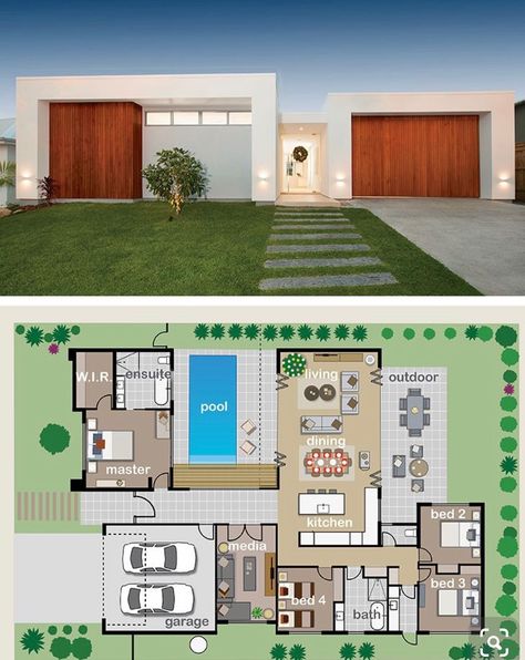 House Plans With Casita, Katrina Chambers, Modern House Floor Plans, Casa Country, House Layout Plans, Sims House Plans, Plans Modern, Houses Plans, House Blueprints