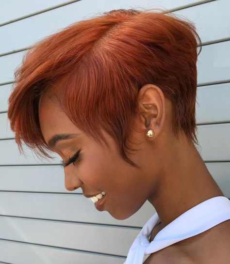 Red Pixie Cut Reputation Hair, Dyed Pixie Cut, Red Pixie Haircut, Coloured Pixie Cut, Pixie Cut With Highlights, Brown Pixie Cut, Black Women Short Hairstyles, Short Red Hair, Womens Haircuts Medium