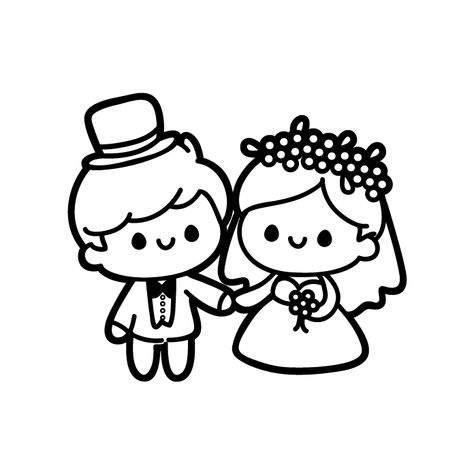 Wedding Doodles, Boba Cup, Cards Drawing, Chibi Couple, Sticker Inspo, Cute Couple Cartoon, Couple Cartoon, Cute Chibi, Cute Pics