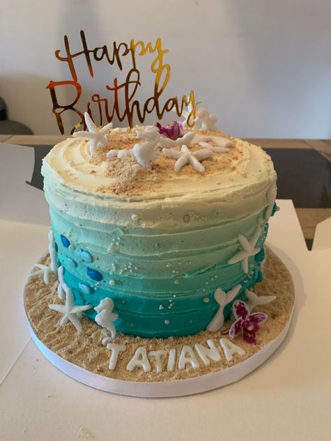 Cake For Beach Party, Cake Designs Ocean Theme, Beach Party Theme Birthday, Beach Inspired Birthday Cakes, Bird Of Paradise Cake Ideas, Easy Beach Birthday Cake, Beach Theam Birthday Cakes, Beach Cakes Birthday For Women, Cake Beach Birthday