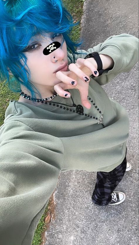 Scenecore Outfit Boy, Scene Aesthetic Boy, Scene Boy Aesthetic, Emo Blue Hair, Blue Emo Hair, Scenecore Hair, Scenecore Boy, Scene Boy Hair, Cringey Things