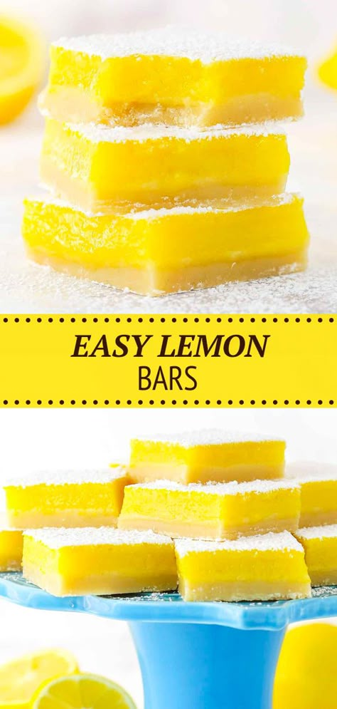 This Easy Lemon Bars Recipe has the perfect combination of tart and sweet. Made with a vanilla crust and a smooth lemon filling, these are easily the best lemon bars ever! The Best Lemon Bars, Easy Lemon Bars, Homemade Lemon Bars, Classic Lemon Bars, Best Lemon Bars, Easy Bar Recipes, Lemon Treats, Lemon Bars Easy, Curd Filling