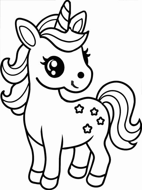 Unicorn Drawing For Coloring, How To Draw A Unicorn, Unicorn Drawing Ideas, Unicorn Drawing For Kids, Coloring Pages For Girls Kids, Cute Unicorn Drawing, Cute Unicorn Coloring Pages, Unicorn Drawings, Unicorn Colouring