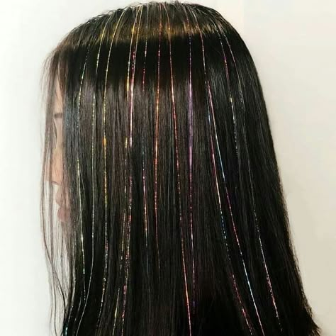 fun hair inspo pt1 Hair With Glitter Extensions, Sparkles In Hair, Hair With Glitter, Hair Tinsels, Glitter Extensions, Glitter Hair Extensions, Hair Designs For Girls, Hair Drawing Reference, Types Of Hair Extensions