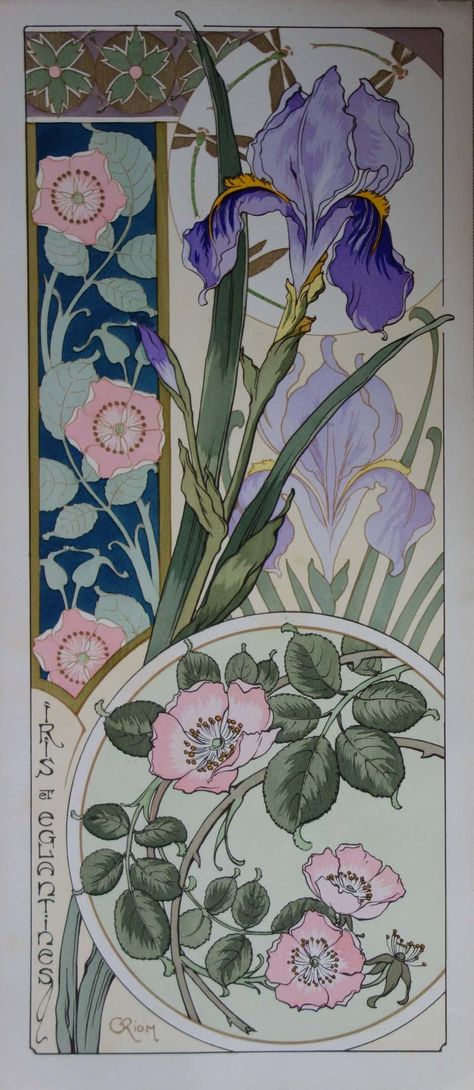 Fiori Art Deco, Watercolor Stencil, Art Nouveau Iris, Fleurs Art Nouveau, Art Nouveau Tattoo, Motifs Art Nouveau, Illustration Art Nouveau, Design Art Nouveau, Art Nouveau Illustration