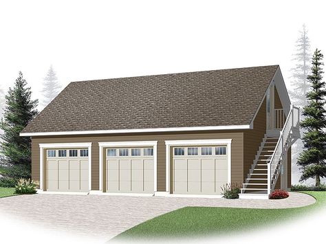 Plan 028G-0053 - Garage Plans and Garage Blue Prints from The Garage Plan Shop Three Car Garage Plans, Car Garage Plans, Garage With Loft, 3 Car Garage Plans, Garage Shop Plans, Garage Plans With Loft, Garage Plans Detached, Garage Apartment Plan, Plan Garage