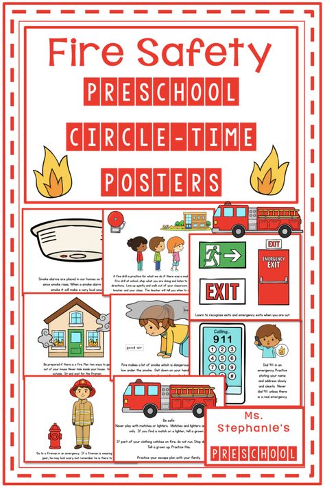 Fire Safety Week Preschool Activities - Ms. Stephanie's Preschool Safety Week Preschool, Fire Safety Week Preschool, Preschool Activities Fine Motor Skills, Fire Safety Preschool Crafts, Safety Preschool, Fire Safety Rules, Fire Safety Poster, Preschool Posters, Fall Writing Activities