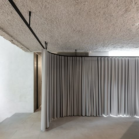 Gallery of House 826 / Nuno Ferreira Capa | arquitectura e design - 15 Room With Curtains, Curtain Interior, Small Dressing Rooms, Curtain Divider, Curtain Walls, Curtain Partition, Windows Curtains, Curtains Design, Curtains Wall