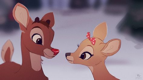 Rudolph Fanart, Rudolph Drawing, Rudolph Cartoon, Rudolph Clarice, Clarice Reindeer, Bambi Fanart, Upsetti Spaghetti, Reindeer Art, Cartoon Deer