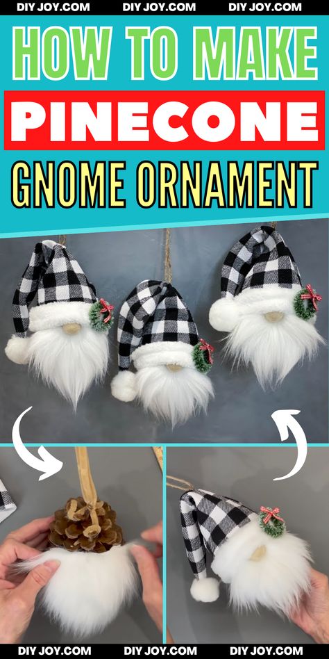 Easy DIY Scented Pinecone Gnome Pine Cone Crafts Knomes, Diy Pine Cone Gnomes, Pine Cone Gnomes Diy How To Make, Gnomes Out Of Pinecones, Gnomes From Pinecones, Pine Cone Gnome Ornament, Miniature Gnomes Diy, Diy Pinecone Gnomes, Pine Cone Nomes