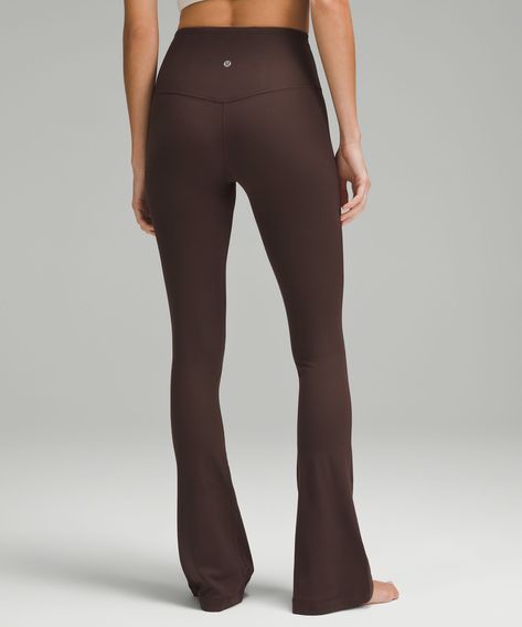 When Feeling Nothing Is Everything. Powered By Nulu Fabric, This Version Of Our Buttery-Soft Lululemon Align Pants Has A Subtle Flare At The Hem. Designed For Yoga And Casual. Hugs Your Body From Waist To Knee:flares Out Subtlety From The Knee To Hem:32" Inseam, Intended To Sit Just Off The Ground For Heights Of 55"-58". Back Drop-In Pocket. This Collections Great For Low-Impact Workouts Like Yoga Or Whenever You Want To Feel Really, Really Comfortable. | lululemon Align™ High-Rise Ribbed Mini-F Lululemon Bell Bottoms, Low Rise Flare Leggings, Lululemon Flare Leggings, Xmas Wishlist, Low Rise Leggings, Clothes Wishlist, Athletic Clothes, Lululemon Align Pant, Flare Pant