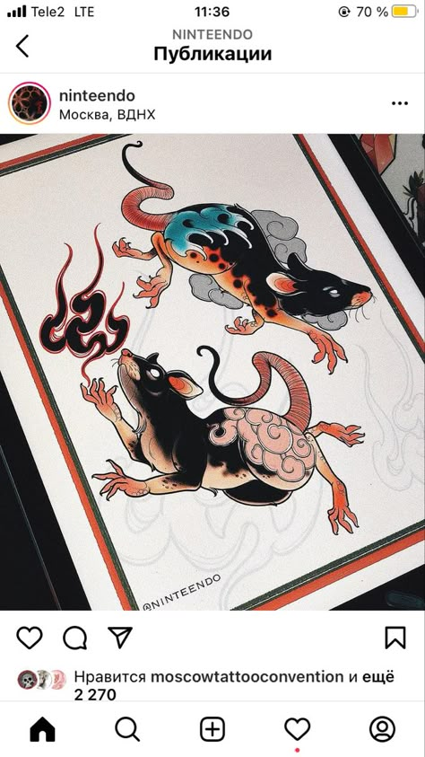 Rat Japanese Tattoo, Year Of The Rat Tattoo, Neo Traditional Art, Mouse Tattoo, Rat Tattoo, Z Tattoo, Key Tattoos, Mouse Tattoos, Japan Tattoo Design