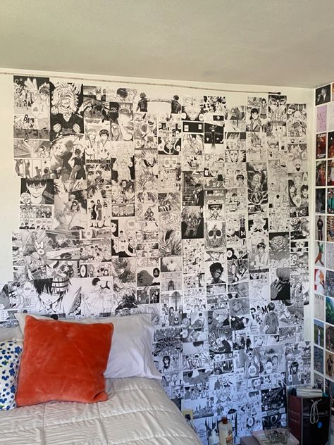 Manga Wall Bedroom, Manga Wall Room, Anime Bedroom Ideas, Comic Room, Manga Wallpapers, Tape Wall, Manga Wall, Wallpapers Cartoon, Otaku Room