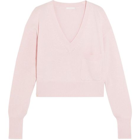 Chloé Cashmere and cotton-blend sweater (11,735 MXN) ❤ liked on Polyvore featuring tops, sweaters, blush, v neck sweater, light pink cashmere sweater, pink cashmere sweater, v neck crop top and cashmere sweater Sweaters Cashmere, Sweaters Cropped, Light Pink Crop Top, Pink Cashmere Sweater, V Neck Crop Top, Light Pink Tops, Light Pink Sweaters, Sweater Cropped, Half Shirts