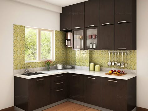 Modular Kitchen Indian, L Shaped Modular Kitchen, Interior Boho, Crockery Unit, Simple Kitchen Design, Kitchen Modular, Kitchen Cupboard Designs, Kabinet Dapur, Modular Kitchen Designs