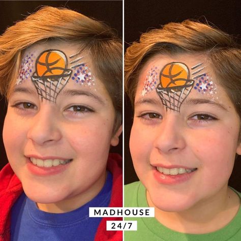 Basketball Face Paint, Festival Face Paint, Space Jams, Face Painting For Boys, Henna Paint, Girl Face Painting, Crazy Hat, Crazy Hat Day, Festival Face