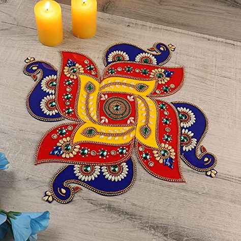 Table Decoration For Christmas, Swastik Rangoli, Peacock Rangoli, Decoration For Christmas, New Rangoli Designs, Free Hand Rangoli Design, Free Hand Rangoli, Floor Table, Indian Decor