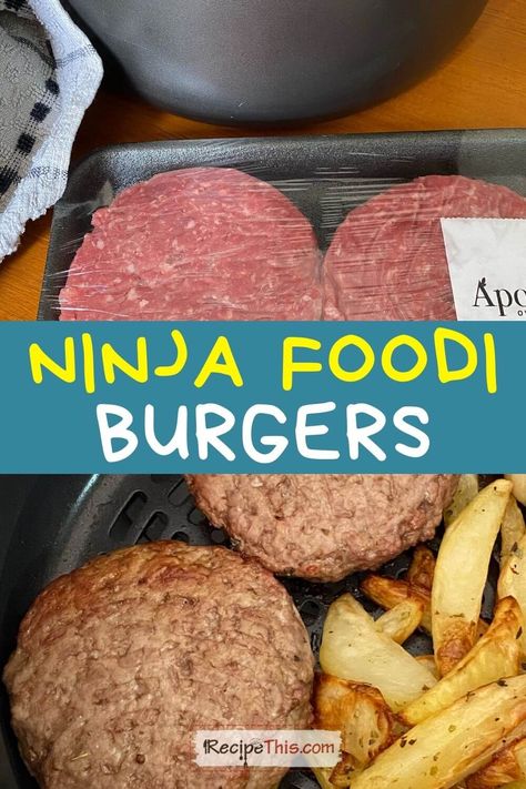 Ninja Foodi Hamburgers. How to cook delicious burgers in the Ninja Foodi. Easy step by step burgers recipe that you can pair with French fries for a quick Ninja Foodi dinner. Ninja Foodi Dinner, Recipes Using Hamburger, Ninja Foodi Recipes, Bubba Burgers, How To Cook Hamburgers, Ninja Cooking System Recipes, Hamburger And Fries, Hamburgers Grilled, Turkey Burger Recipes