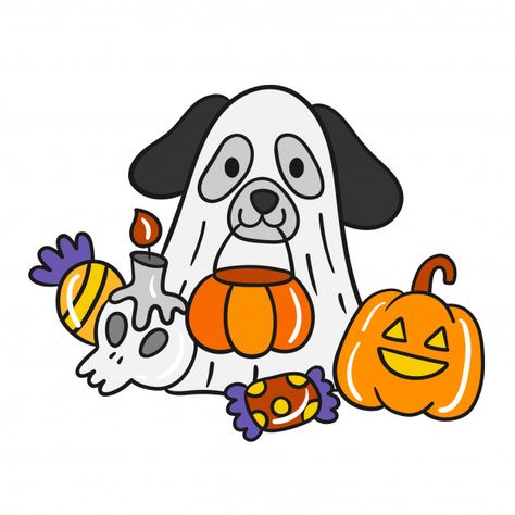 Lindo vector de perro de halloween. Vector Premium Halloween Dog Drawing, Halloween Invitaciones, Halloween Pets, Dog Ghost, Halloween Dogs, Bee Dog, Halloween Shirts For Boys, Halloween Vector, Dog Books