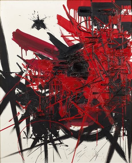 Artwork by Georges Mathieu, HASARD DU TEMPS, Made of Oil on canvas Pick Art, Blood Art, Fitness Art, Iphone Wallpaper Themes, Red Art, Abstract Sculpture, Abstract Artists, Art Plastique, Artist Art