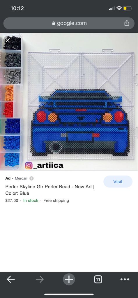 F1 Perler Beads, Perler Beads Car, Car Perler Beads, Nascar Perler Bead Patterns, Motorcycle Perler Beads, Bmw Pixel Art, Hama Beads Car, Car Perler Bead Pattern, Car Hama Beads