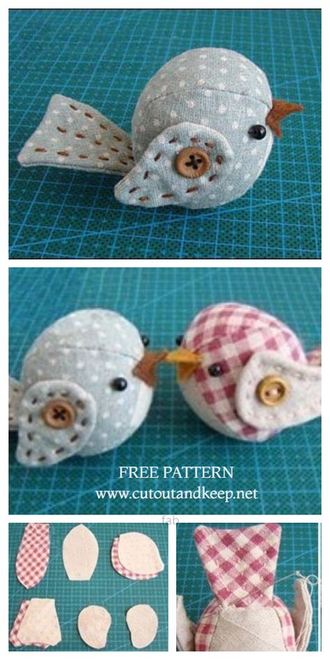 DIY Vintage Fabric Spring Bird Free Sewing Patterns & Tutorials | Fabric Art DIY Christmas Diy Sewing, Fabric Art Diy, Diy Sy, Trees Fabric, Spring Sewing, Diy Fabric Crafts, Folded Fabric Ornaments, Bird Free, Christmas Ornaments Diy