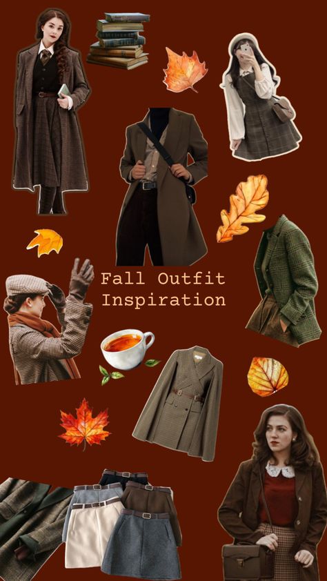 Dark academia fall wardrobe aesthetic on a brown-orange background
Women wearing dark academia clothing
Fall leaf cutouts are scattered around the images
Tea cutout
Stack of vintage looking books
Fall Outfit Inspiration written in the middle of the screen Cozy Dark Academia Outfits, Target Fall Outfits, Cozy Dark Academia, Target Fall, Dark Academia Outfits, Fall Outfit Inspiration, Academia Outfits, Dark Academia Fashion, Academia Fashion