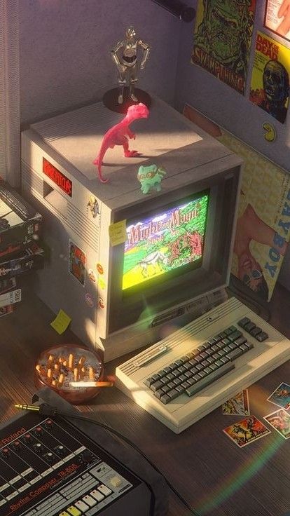 Aesthetic Gaming Setup from the Past Old Gaming Setup, Aesthetic Gaming Setup, Aesthetic Gaming, 90’s Nostalgia, Retro Radios, Desktop Setup, Gaming Tips, 2024 Graduation, Twin Flames