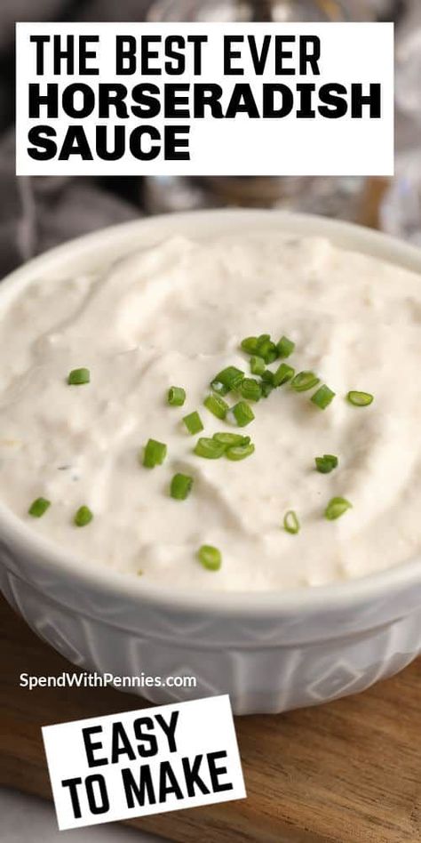 Horseradish Sauce For Steak, Homemade Horseradish Sauce, Prime Rib Sauce, Prime Rib Steak, Homemade Horseradish, Keto Condiments, Recipes Dips, Horseradish Recipes, Horseradish Cream Sauce