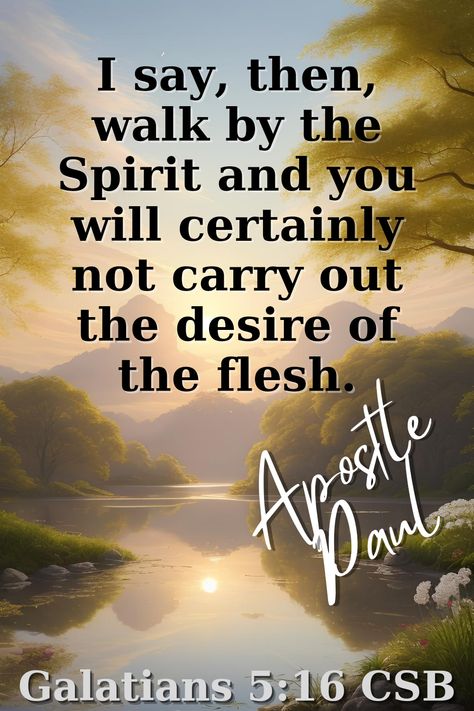 Discover the transformative guidance in Galatians 5:16, urging to walk by the Spirit and resist the desires of the flesh. Reflect on the freedom found in a Spirit-led journey. 🌿💫 #Galatians516 #SpiritLedWalk #FreedomFromFlesh Galatians 5 16, Book Of Galatians, Life Guide, Daily Bible Reading, Bible Verses Quotes Inspirational, Favorite Bible Verses, In The Flesh, Read Bible, Spiritual Inspiration