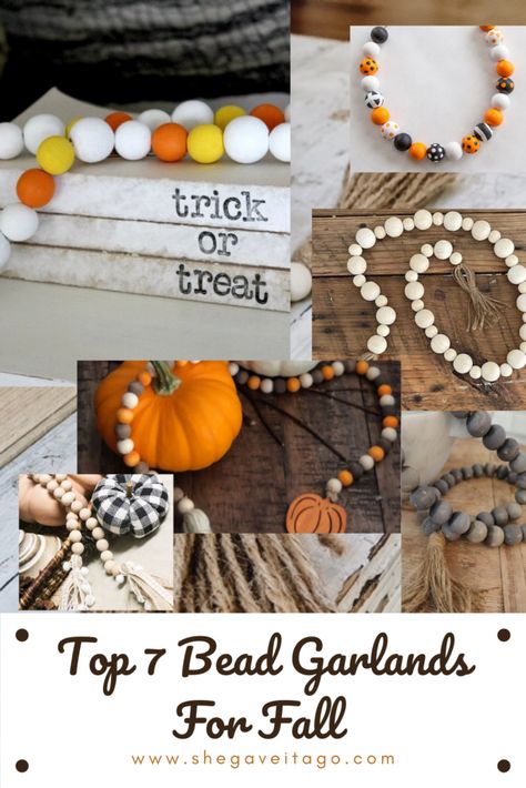 Diy Dye, Fall Bead, Wooden Bead Garland, Fall Garland, Farmhouse Home Decor, Farmhouse Fall Decor, Fall Decorations Porch, Bead Garland, Creative Craft