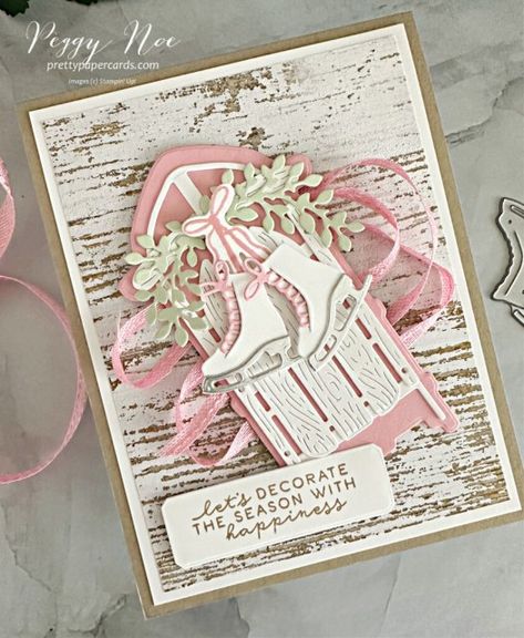 Stampin Up Pink Christmas Cards, Diamond Press Christmas Card Ideas, Diamond Press Card Ideas, Diamond Press, Christmas Sled, Stampin Pretty, Craft Board, January 2025, Stampin Up Christmas Cards